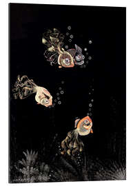 Quadro em plexi-alumínio Underwater scene with red and golden fish