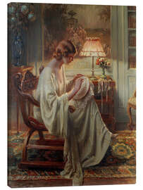 Canvas print A Lady Sewing in an Interior