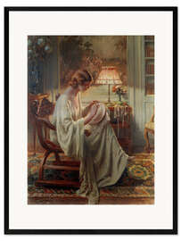 Impression artistique encadrée A Lady Sewing in an Interior