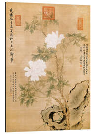 Magnettafel Pfingstrosen und Felsen