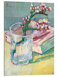 Galleritryk Blossoming Almond Branch in a Glass with a Book