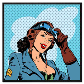 Gerahmter Kunstdruck Pilotin startklar