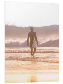 Foam board print Lonely surfer on the beach