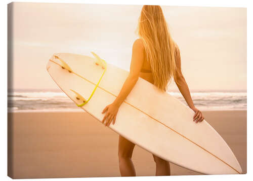 Leinwandbild Blonde Surferin