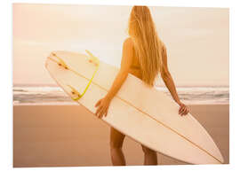 Hartschaumbild Blonde Surferin