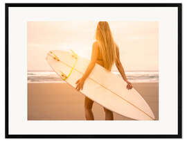 Gerahmter Kunstdruck Blonde Surferin
