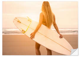 Wandsticker Blonde Surferin