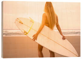 Wood print Blonde Surfer