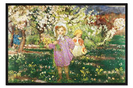 Gerahmter Kunstdruck Kinder in einem Obstgarten