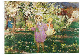 Foam board print Children in an Orchard in Blossom