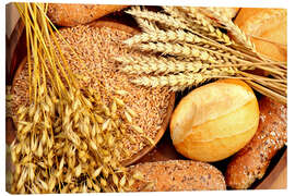 Leinwandbild Getreidesorten und leckeres Brot