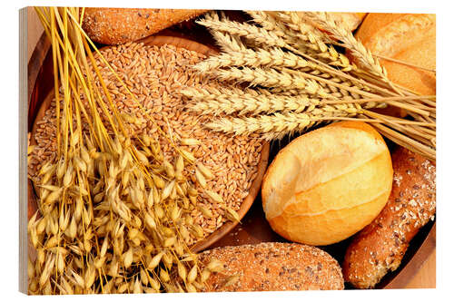 Hout print Cereals and delicious bread