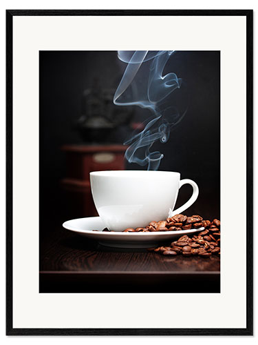 Kehystetty taidepainatus Steaming coffee cup