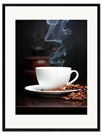 Impression artistique encadrée Tasse de café chaud
