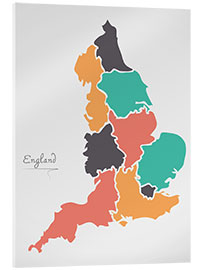 Cuadro de metacrilato England map modern abstract with round shapes