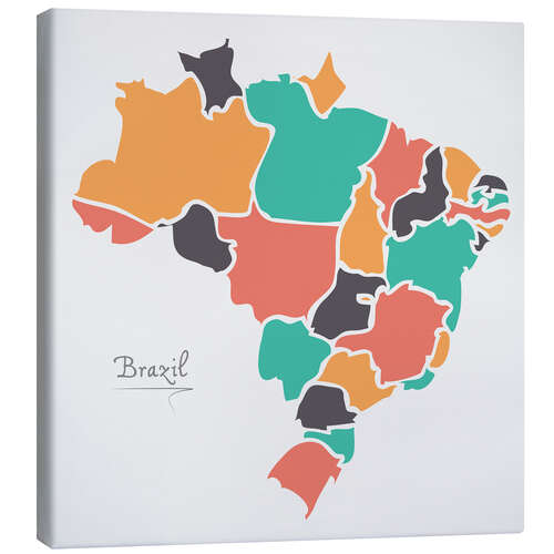 Lerretsbilde Brazil map modern abstract with round shapes