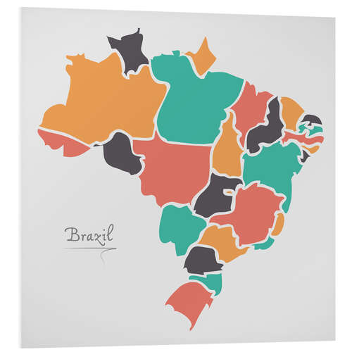 Foam board print Brazil map modern abstract with round shapes