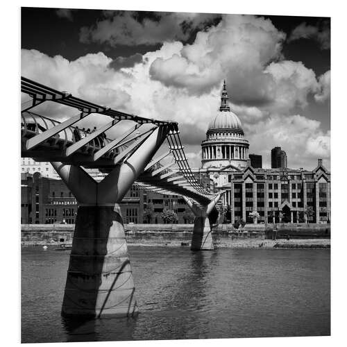 Hartschaumbild Millennium Bridge und St Paul's Cathedral, London