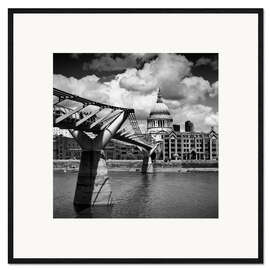 Impressão artística com moldura Millennium Bridge and St Paul's Cathedral, London