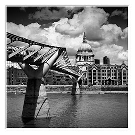 Poster Millennium Bridge and St Paul's Cathedral, London