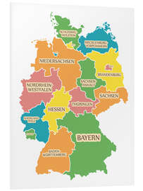 Foam board print Germany map with labels for learning children