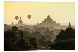 Aluminium print Balloon over pagodas in Bagan