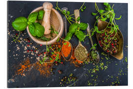 Gallery print Mortar with herbs and spice