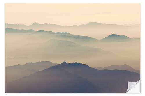 Selvklebende plakat scenic foggy atmosphere above Japan