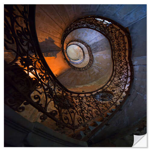 Självhäftande poster Spiral ornamented staircase