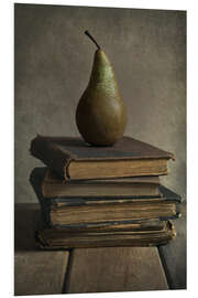 Cuadro de PVC Still life with books and pear