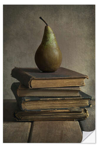 Wall sticker Still life with books and pear