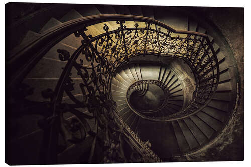 Canvas print Spiral staircase in brown