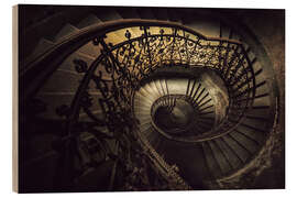 Wood print Spiral staircase in brown