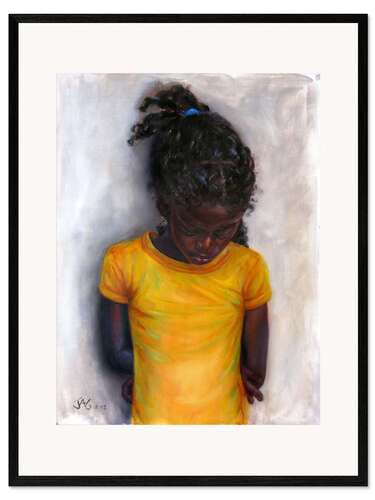 Framed art print lexa with yellow shirt