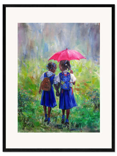 Impressão artística com moldura magenta umbrella