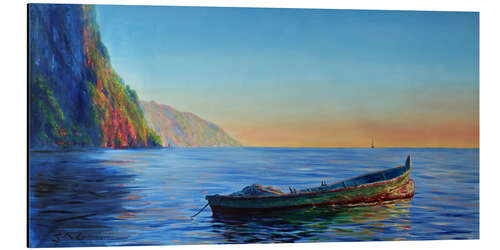 Tableau en aluminium base of petit piton with gommier boat