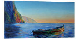 Foam board print base of petit piton with gommier boat