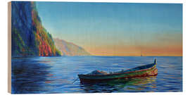 Tableau en bois base of petit piton with gommier boat