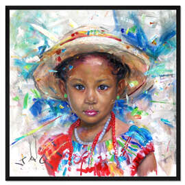 Gerahmter Kunstdruck Kejeem mit Hut