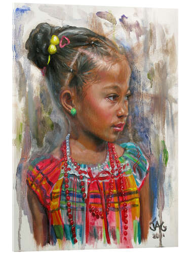 Tableau en verre acrylique Kejeem avec les cheveux attachés