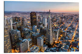 Aluminium print Aerial of San Francisco downtown at dusk, USA