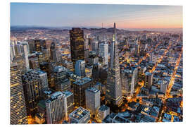 Foam board print Aerial of San Francisco downtown at dusk, USA