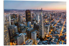 Tableau en plexi-alu Aerial of San Francisco downtown at dusk, USA