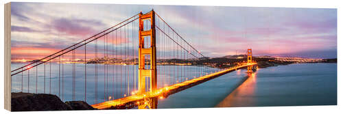 Cuadro de madera Panoramic of Golden gate bridge, San Francisco, USA