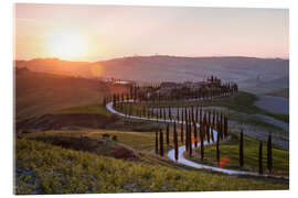 Acrylic print Sunset over farmhouse in Tuscany, Italy