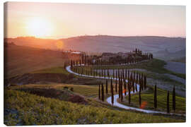 Obraz na płótnie Sunset over farmhouse in Tuscany, Italy