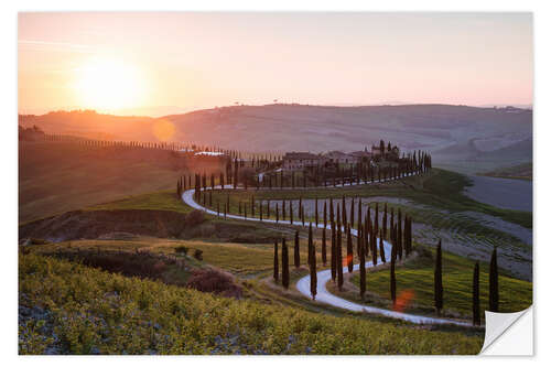 Wall sticker Sunset over farmhouse in Tuscany, Italy