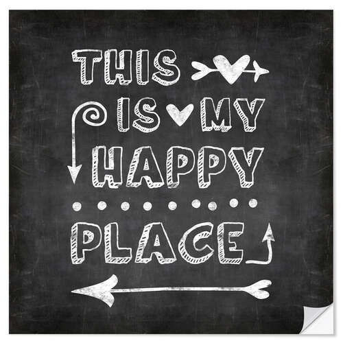 Selvklebende plakat happy place chalk