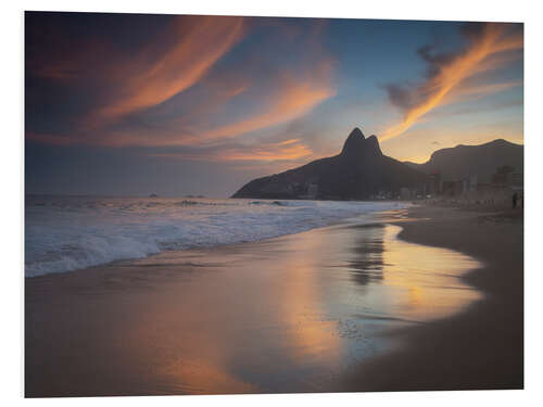 Foam board print Ipanema beach sunset in Rio de Janeiro, Brazil.