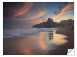 Wandsticker Ipanema Strand Sonnenuntergang in Rio de Janeiro, Brasilien.